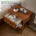 AMERLIFE 24" Wooden Nightstand, Vintage Bedside Table