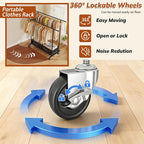Clothes Rack Clothing Racks for Hanging Clothes, Rolling Clothes Rack Portable Clothing Rack, Double rod clothing rack with Storage Basket, Garment rack for Bedroom, Laundry Room, Black