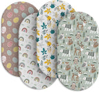 Baby Bassinet Sheets for Baby Boy Girls,4-Pack Fitted Bassinet Sheets Set Compatible with Halo Bassinest Swivel Sleeper,Baby Delight,Angelbliss,32"X16" (Egg Collection)