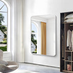 BONEWEI Silver Bathroom Mirror,55x36 inch Wall Mirror for Bathroom Wall Mounted,Rectangle Mirror for Bathroom Over Sink,Modern Frame Round Corner for Living Room,Bedroom Entryway,Horizontal/Vertical