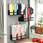 SMRCAD 4 Pack Magnetic Water Bottle Holder for Refrigerator,Stanley Cups Storage Holder Tumbler Organizer Fits 20/30/40 oz for Any Metal Surface No Drilling Needed