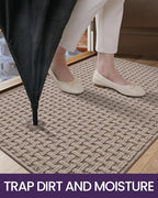 DEXI Front Entryway Door Mat Non Slip 48x72, Large Double Entry Way Mats Inside Entrance Low Profile, Welcome Doormat Dirt Trapper for Garage House Floor Home Porter Hall Backdoor Area, Light Taupe