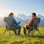 Timber Ridge Oversized Camping Chair with Lumbar Support, Portable Folding Chair Heavy Duty for Adults Supports 450 LBS for Outdoor Camping Lawn, with High Back, Cup Holder, Side Pocket, Grey