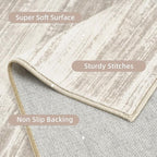 PADOOR Modern Abstract Area Rug - 3x5 Washable Rugs Non-Slip Small Carpet, Ultra Soft Low Pile Floor Rugs for Entrance Front Door Bedroom Bedside Laundry Room Brown