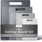 COOK WITH COLOR Non-Slip Cutting Board Set – Kitchen Essentials with Easy Grip Handle for Meat, Veggies, and Fruits, 4 Cutting Boards, Gray-New