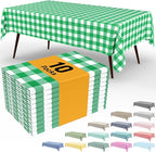 Smiry 3 Pack Green Gingham Disposable Tablecloths - 54" x 108" Heavy Duty Plastic Table Cloth, Waterproof Buffalo Plaid Table Covers for St. Patrick's Day, Banquets, Parties