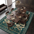 Garvee Snake Gothic 9x12 Area Rug Dark Whimsical Moody Witchy Unique Soft Thin Large Carpet for Living Room Bedroom Dining Room Playroom Indoor Decor Low Pile TPE Backing Blue Green