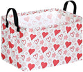 Rectangular Valentines Basket Storage Bin for Shelves Girls Gifts Baskets Foldable Box with Handles for Home Office Car Dormroom Valentine's Day Party Supplies