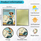 Laundry Vintage Tin Sign Funny Sarcastic Fresh Linens Breezy Days Retro Housewife Design Vintage 1950s Mom 16x12 Inch