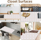 Shelf Drawer Liners for Kitchen Cabinets Non Adhesive Drawer Liner Thickened Refrigerator Liner Gold Quatrefoil Strong Non-Slip Paper for Tool Box with Knife and Tape Measure,17.3 x 236.2 Inches