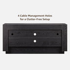 OKD Modern 70" TV Stand, Entertainment Center for TVs Up to 80", Media Console with Large Open Storage & Side Cabinets, Thick Wood Design for Living Room, Black Oak