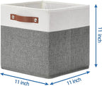Temary Cube Storage Bins 4 Pack Storage Cubes 11?11 Fabric Storage Bins Foldable Cube Storage Baskets with Handles, Collapsible Storage Basket for Shelf (White & Grey, 11 x 11 x 11)