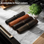 LEATHER VILLAGE Genuine Leather Knife Roll Bag – Professional Chef Carrying Case, Durable Sheath Holder, Cooks & Culinary Tools Organizer, Portable Travel Storage with 4 Slots & Zipper - Tan