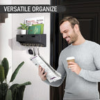 Rebee Vision Key Holder Wall Mount with 2 Drawer Organizer : Decorative Mail Organizer with 6 Key Hooks & Small Wall Shelf - Modern Home Decor for Apartment Essentials (Black)