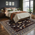 Black Dogs Area Rugs 9x12 Living Room Washable Rug Non Slip Floral Low Pile Large Rug for Living Room, Bedroom, Farmhouse, Dining Room, Kids Playroom