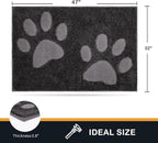 PURRUGS Dirt Trapping Door Mat 32" x 47", Non-Skid/Slip Machine Washable Microfiber Entryway Rug, Dog Doormat, Super Absorbent Welcome Mat for Muddy Wet Shoes and Paws, Charcoal