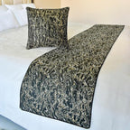 The HomeCentric King/Queen/Twin Black Decorative Bed Runner Twin 53"x18" Bed Runner Without Pillow Cover, Marble Pattern, Pintucks, Quilted Bed Scarf on Jacquard Fabric - Stellaris