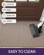 DEXI Front Entryway Door Mat Non Slip 48x72, Large Double Entry Way Mats Inside Entrance Low Profile, Welcome Doormat Dirt Trapper for Garage House Floor Home Porter Hall Backdoor Area, Light Taupe