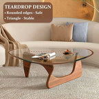 Glass Coffee Table, 44.9"×32.3"×15.8" Mid Century Modern Center Table