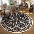 Lahome Insect Washable Round Area Rug, Soft Round Rugs 6ft Ultra-Thin Non-Slip, Boho Large Circle Carpet for Bedroom Living Room Kitchen Nursery, Black