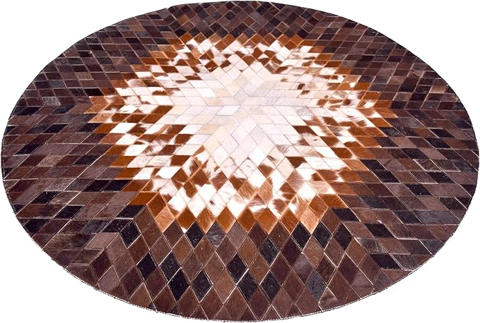 Round Area Rug – Soft and Durable Floor Mat for Living Room, Bedroom, or Entryway – Non-Slip Modern Carpet for Home Decor & Interior Styling(Tan&White 4X4)