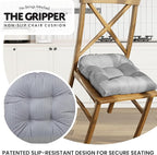 Klear Vu Gripper Overstuffed Universal Non-Slip Dining Chair Cushions for Kitchen Decor or Office Use, U-Shaped Skid-Proof Seat Pad, 17x17 Inches, 2 Count (Pack of 1), Solid Gray