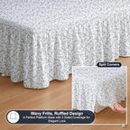 Cottington Lane Ruffled Bed Skirt Full Size with Split Corner, Brushed Microfiber Hotel Quality Dust Ruffle, 16 Inch Drop Gathered Bedskirt, Soft, Stylish, Shrink & Fade Resistant, Coco Rose Leaf
