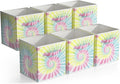 Sorbus 11 Inch Fabric Storage Cubes - Sturdy Collapsible Storage Bins & Handle - 6 Foldable Baskets for Organizing Clothes - Multi Colored Storage Baskets for Shelves (Light Tie-dye, 11 Inch)