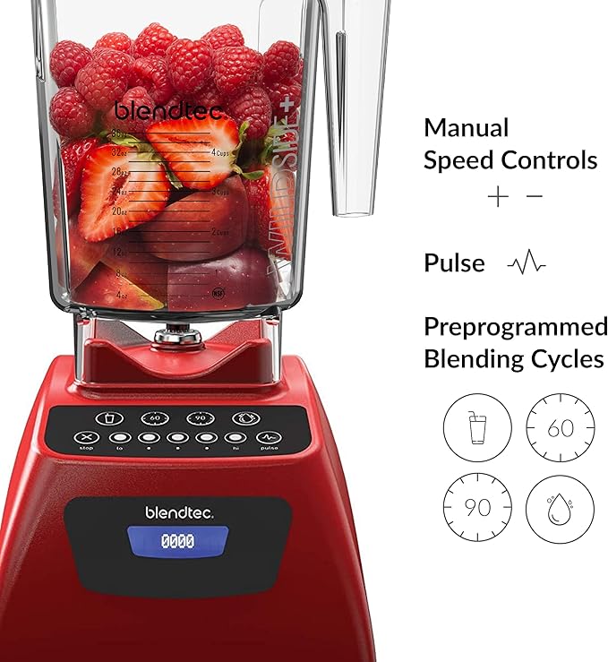 Blendtec Classic 575 Blender (Red), 90oz* WildSide+ & 75oz* FourSide Jars