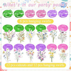 Wildflower Hanging Swirls - 30Pcs Wildflower Ceiling Hanging Decorations Floral Hanging Streamers for Spring Flower Garden Themed Party Supplies