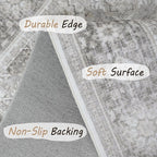 8x10 Rug - Cream & Grey Area Rug - Foldable Non Slip Vintage Rugs for Living Room - Modern Area Rugs 8x10 - Boho Living Room Rugs for Bedroom Dining Room, Distressed Pattern Carpet