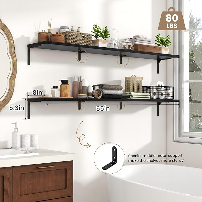 Fun Memories Deep Floating Shelves, 55W x 8D Floating Shelves Set of 2