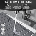 Large Stone Dish Drying Mats for Kitchen Counter, 24"(L)×16"(W) Marble, Drying Collapsible Dish Drying Mat, Eco-Friendly Absorbent Diatomaceous Earth Mats for Dishes Bottles Cups - Dark Grey