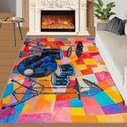 6x8 Drum Set Classroom Rugs - Abstract Art Playroom Rug, Pop Art Carpet Area Rug for Girls Bedroom Kids Room Basement Office Classroom