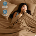 Bare Home King Sheet Set - Luxury 1800 Ultra-Soft Microfiber King Bed Sheets - Double Brushed - Deep Pockets - Easy Fit - 4 Piece Set - Bedding Sheets & Pillowcases (King, Caramel)