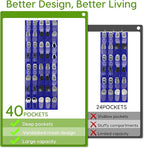 Over the Door Shoe Organizer with 40 Large Breathable Mesh Pockets, Space Saving Shoe Holder, Hanging Shoe Rack for Entryway Bedroom Closet Storage (Navy Blue, 40 Pockets)