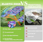 Picnic Table Cover with Bench Covers Vinyl Elastic Edges Fitted Rectangle Tables Seat Waterproof 3-Piece 96X30in Set Outdoor Rectangular Folding Backing Tablecloth Camping Over Size Mandala