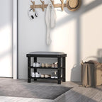 HOMCOM Bamboo Shoe Bench, 3-Tier Entryway Bench with Storage and Cushion, Shoe Organizer for Entryway, Hallway, Holds Up to 331 lbs, 23.6 x 11.4 x 19.3 Inches, Black