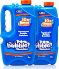 JOYIN 2 Bottles Bubbles Refill Solutions 64 oz (up to 5 Gallon), Concentrated Solution for Bubble Machine, Gun, Wand Refill Fluid Summer, Easter Toys(Blue)