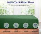 ROYALE LINENS 300 Thread Count 100% Long Staple Combed Cotton Fitted Sheet Full - Super Soft Deep Pocket Bottom Sheet - Fitted Sheets Only - Elastic Sheets (Full, Hunter Green)
