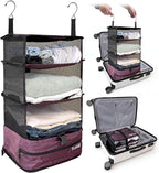 Grand Fusion Stow-N-Go Packing Organizer for Luggage, Portable Hanging Travel Shelves, Carry-On Closet, Hanging Packing Cubes, Collapsible Carry-On Organizer for Cruises & Hotels Burgundy - L