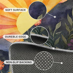 Boho Sun Area Rugs 6x8ft, Radiant Sunburst Living Room Area Rug, Geometric Solar Play Rug with Carpet Tape Double Sided for Bedroom Office Home Decor