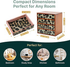 Classic Leopard Print Wooden Desk Organizer - 4-Drawer Desktop Storage - Rustic Wood Cabinet for Office Supplies, Craft Tools, & Home Organization - Luxurious Drawer Unit