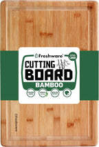 Bamboo Cutting Boards for Kitchen with Juice Groove [Set of 2] Wood Cutting Board for Chopping Meat, Vegetables, Fruits, Cheese, Knife Friendly Serving Tray with Handles (Pack of 3)