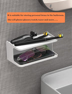 Bedside Shelf Accessories Organizer for Bedroom Bedside Wall Organizer Universal Bedside Shelf Wall Mount for Glasses/Remote/Earphone/Cell Phone and More (White)