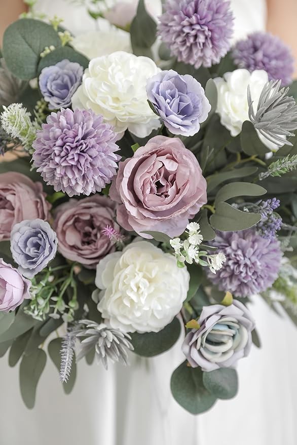 Serra Flora 18Heads Multi Use Artificial Flowers Combo for DIY Centerpieces Arrangements Wedding Bridal Bouquet Table Chair Decor Candle Holder Baby Shower Cake Decor Flower Strips Home Decor
