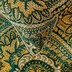 The HomeCentric King/Queen/Twin Green Designer Full 68"x18" Bed Runner with One Pillow Cover, Damask, Tassels & Tapestry Bed Scarf on Jacquard Fabric - Damask Tapestry