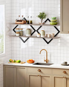 CHOEZON Floating Shelves for Wall, Set of 2 Wall Mounted Shelves, 2-Tier Hanging Shelves, for Living Room, Bedroom, Kitchen, Office, Study, Greige TBJ01P2BG