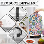 Colorful Flowers Blender Covers for Kitchen Food Processor Cover Dust Washable Foldable Coffee Appliance Cover Universal Design with Top Handle