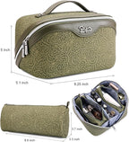 BOYATU Travel Makeup Bags Cosmetic Organizer Bag: 3 Pcs Set Large Capacity Make up Bag with Compartments - Waterproof Leather Toiletry Bags with Handle for Women (A-Green)